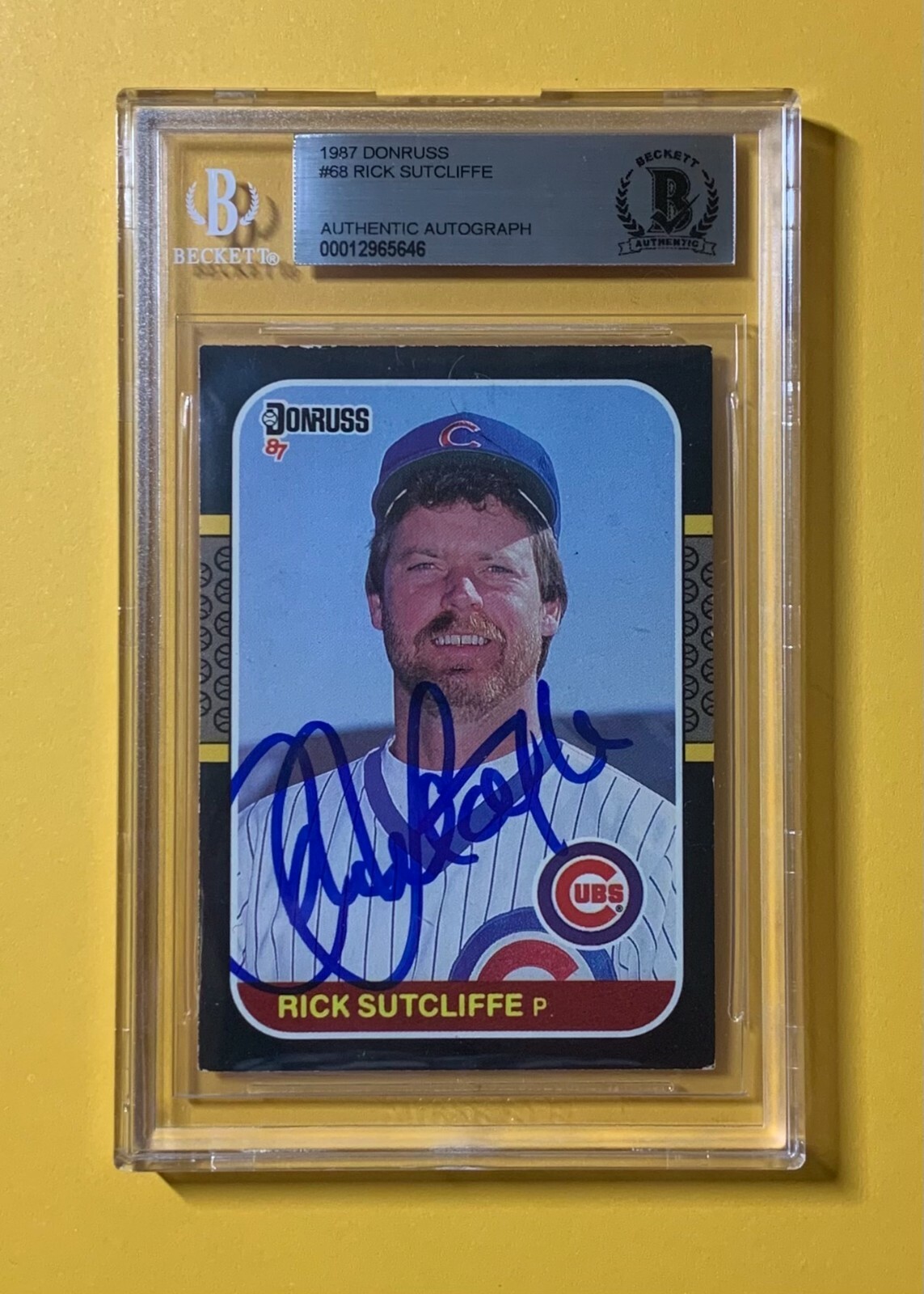 1987 DONRUSS RICK SUTCLIFFE CUBS BECKETT AUTHENTIC AUTOGRAPH
