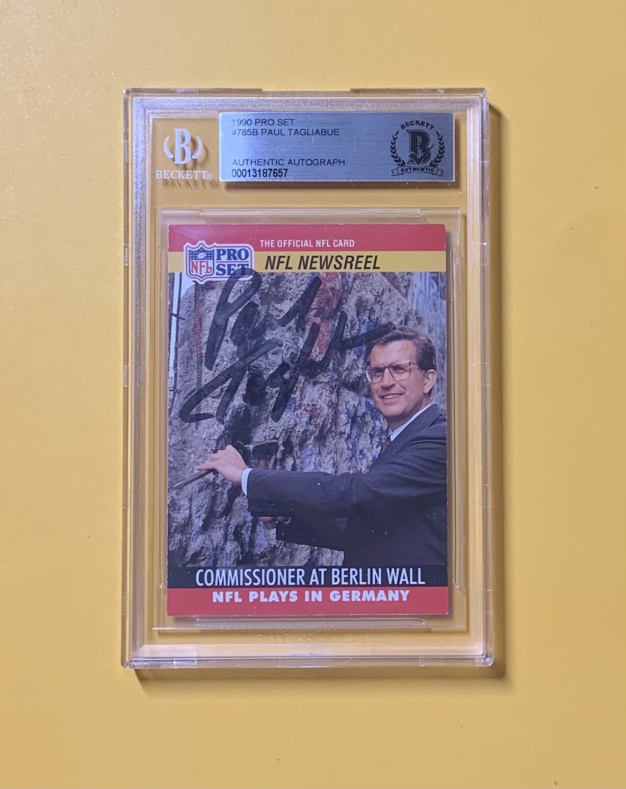 1990 PRO SET PAUL TAGLIABUE #785B AUTHENTIC AUTO BECKETT CERTIFIED
