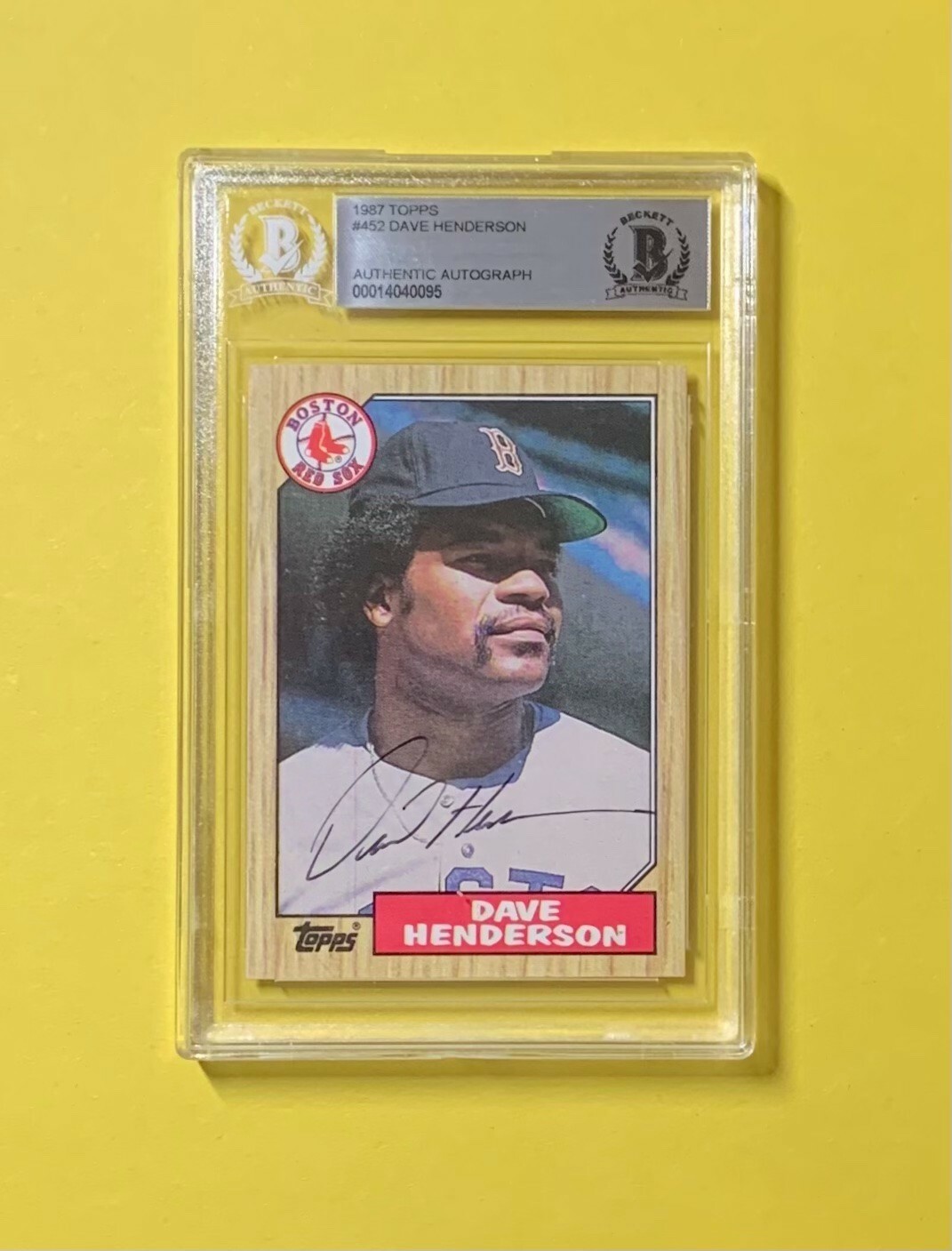 1987 TOPPS DAVE HENDERSON #452 AUTHENTIC AUTO BECKETT CERTIFIED RED SOX
