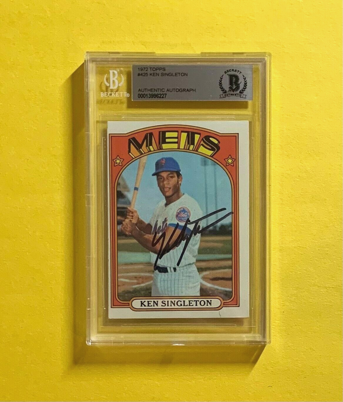 1972 TOPPS KEN SINGLETON #425 AUTHENTIC AUTO BECKETT CERTIFIED METS
