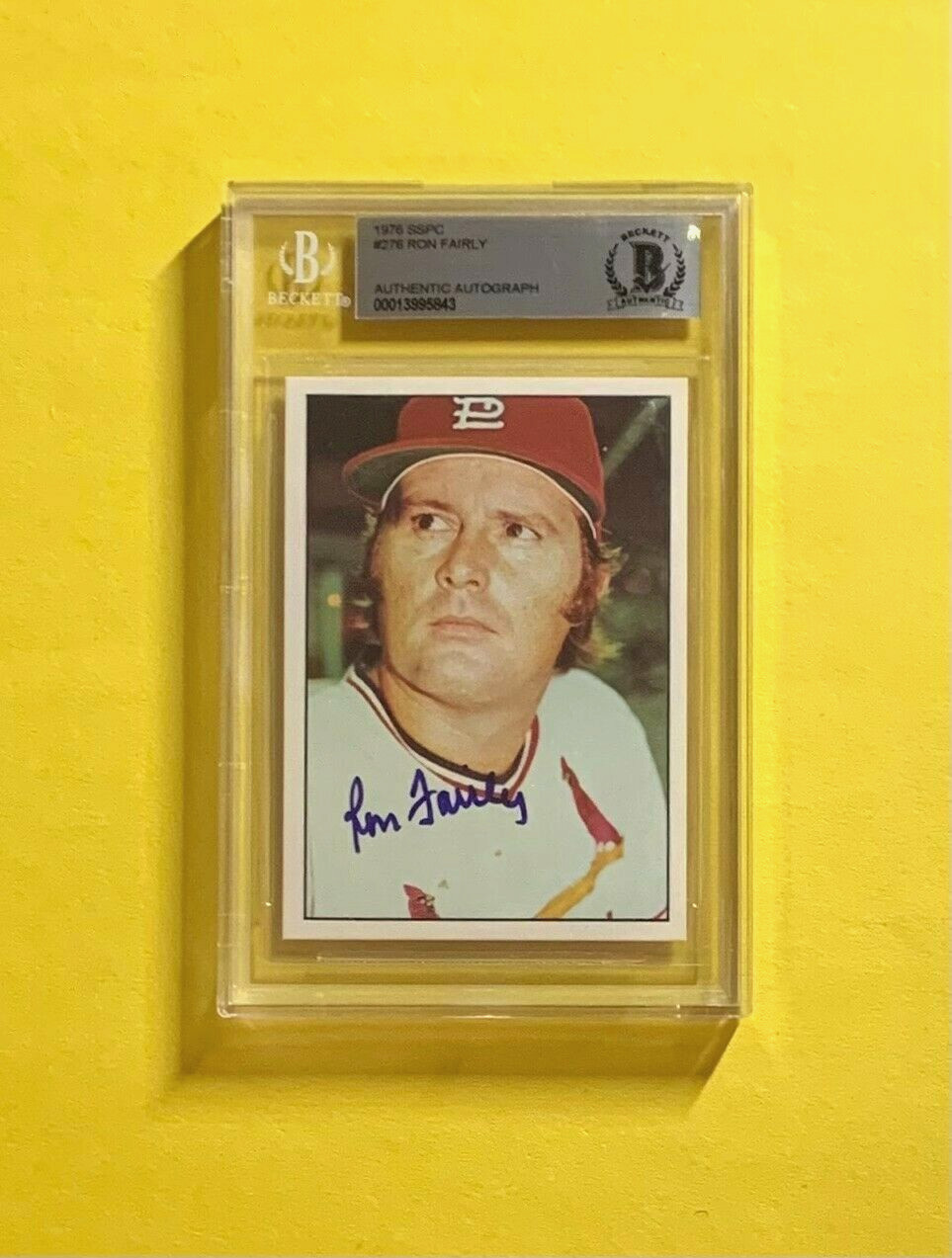 1976 SSPC RON FAIRLY #15 AUTHENTIC AUTO BECKETT CERTIFIED CARDINALS