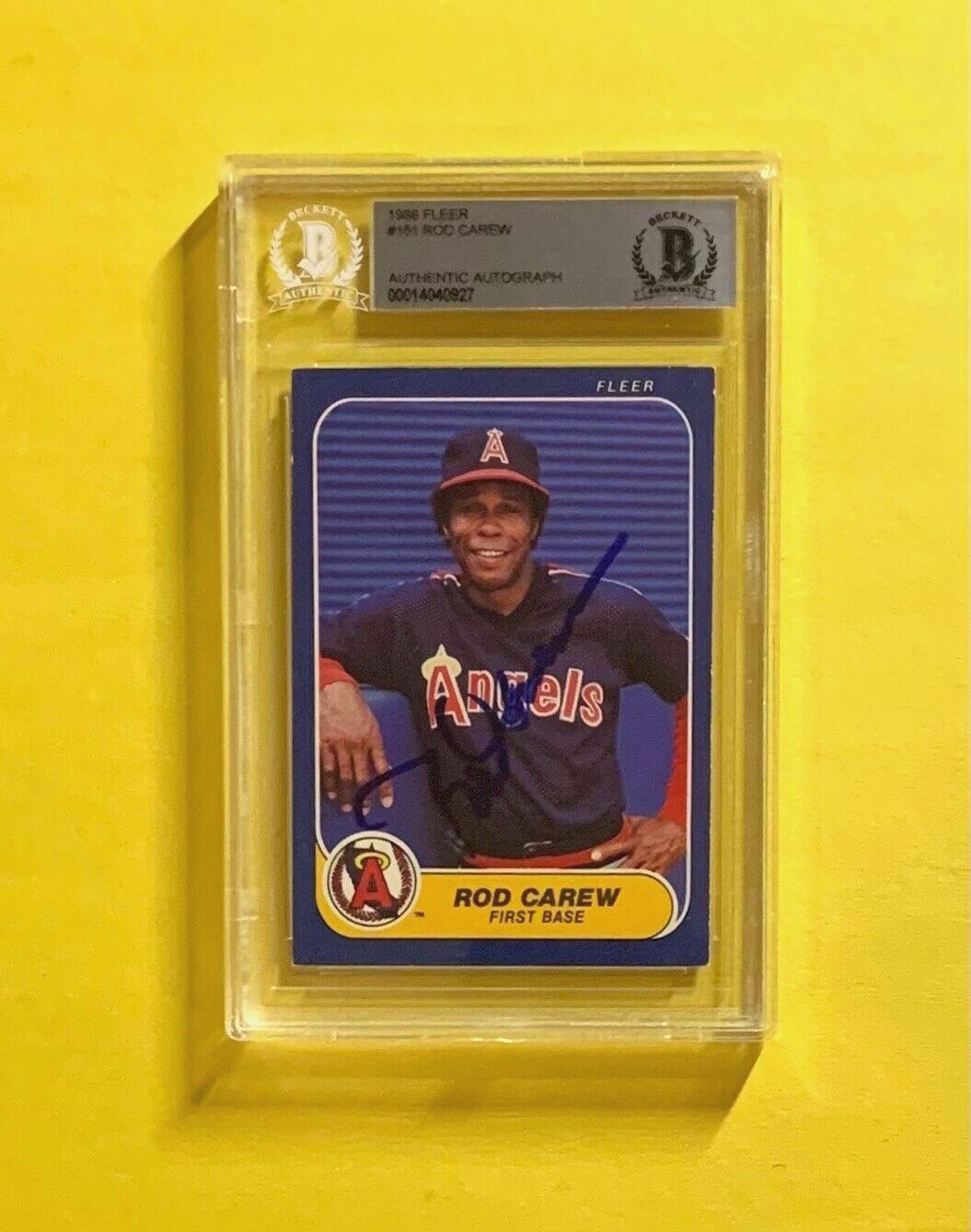 1986 FLEER ROD CAREW #151 AUTHENTIC AUTO BECKETT CERTIFIED ANGELS