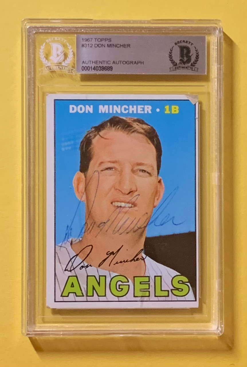 1967 TOPPS DON MINCHER #312 AUTHENTIC AUTO BECKETT CERTIFIED ANGELS COLLECTIBLE MEMORABILIA