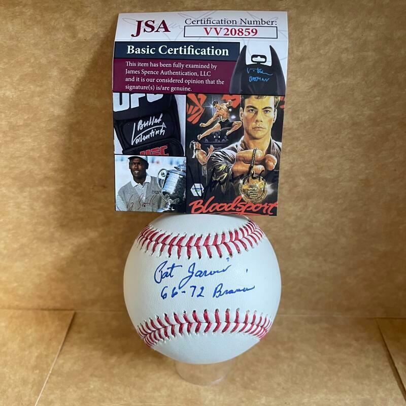 PAT JARVIS 66-72 BRAVES SIGNED AUTOGRAPHED SIGNED AUTO M.L. BASEBALL JSA VV20859