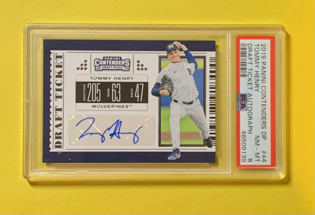 2019 PANINI CONTENDERS DRAFT PICKS TOMMY HENRY AUTO #44 PSA NM-MT 8