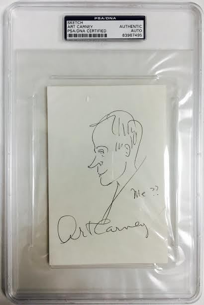 ART CARNEY SIGNED AUTOGRAPH SKETCH THE HONEYMOONERS ENCAPSULATED PSA/DNA COLLECTIBLE MEMORABILIA