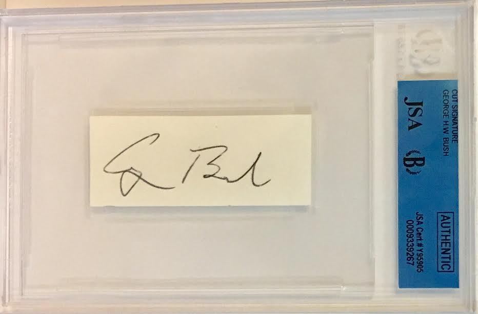 GEORGE HW BUSH Signed Autograph 41st US President Beckett JSA Encapsulated
