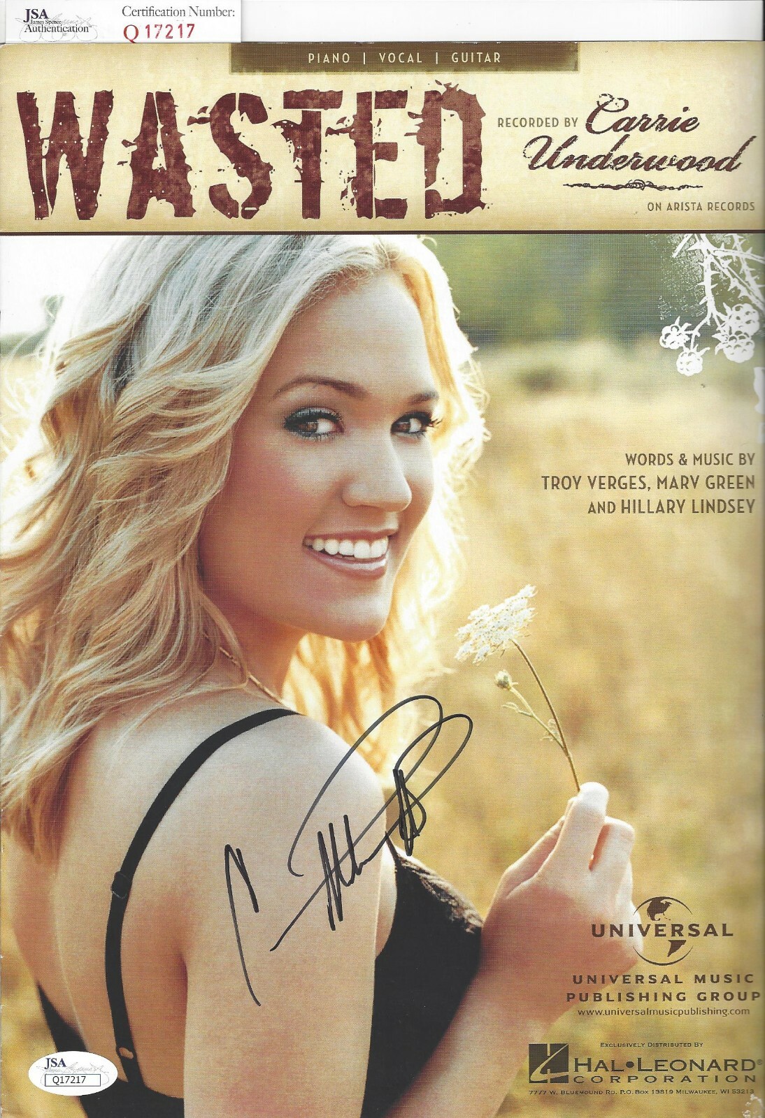 CARRIE UNDERWOOD Signed Autograph Sheet Music 