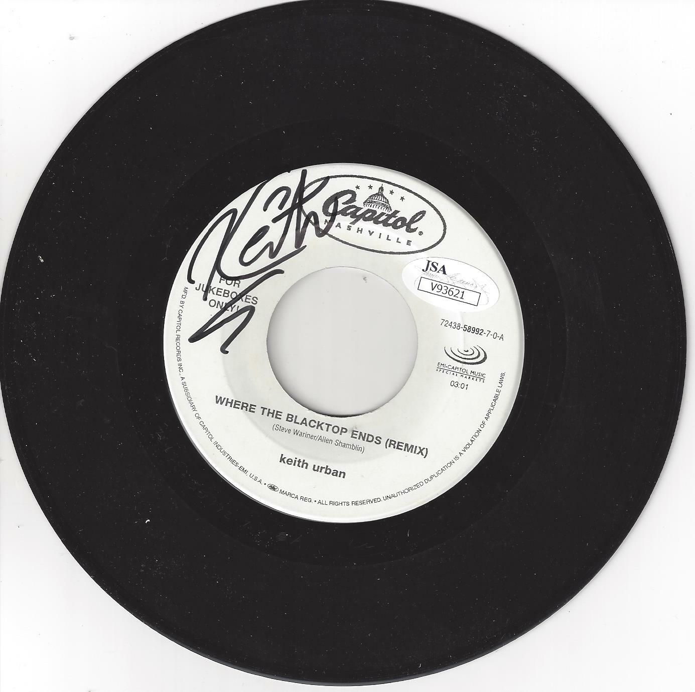 KEITH URBAN Signed Autograph 45 Record JSA COA Country
