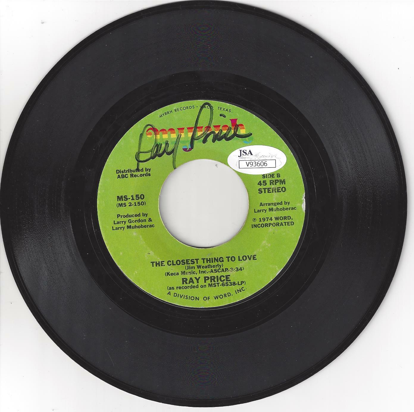 RAY PRICE Signed Autograph 45 Record Country Music JSA
