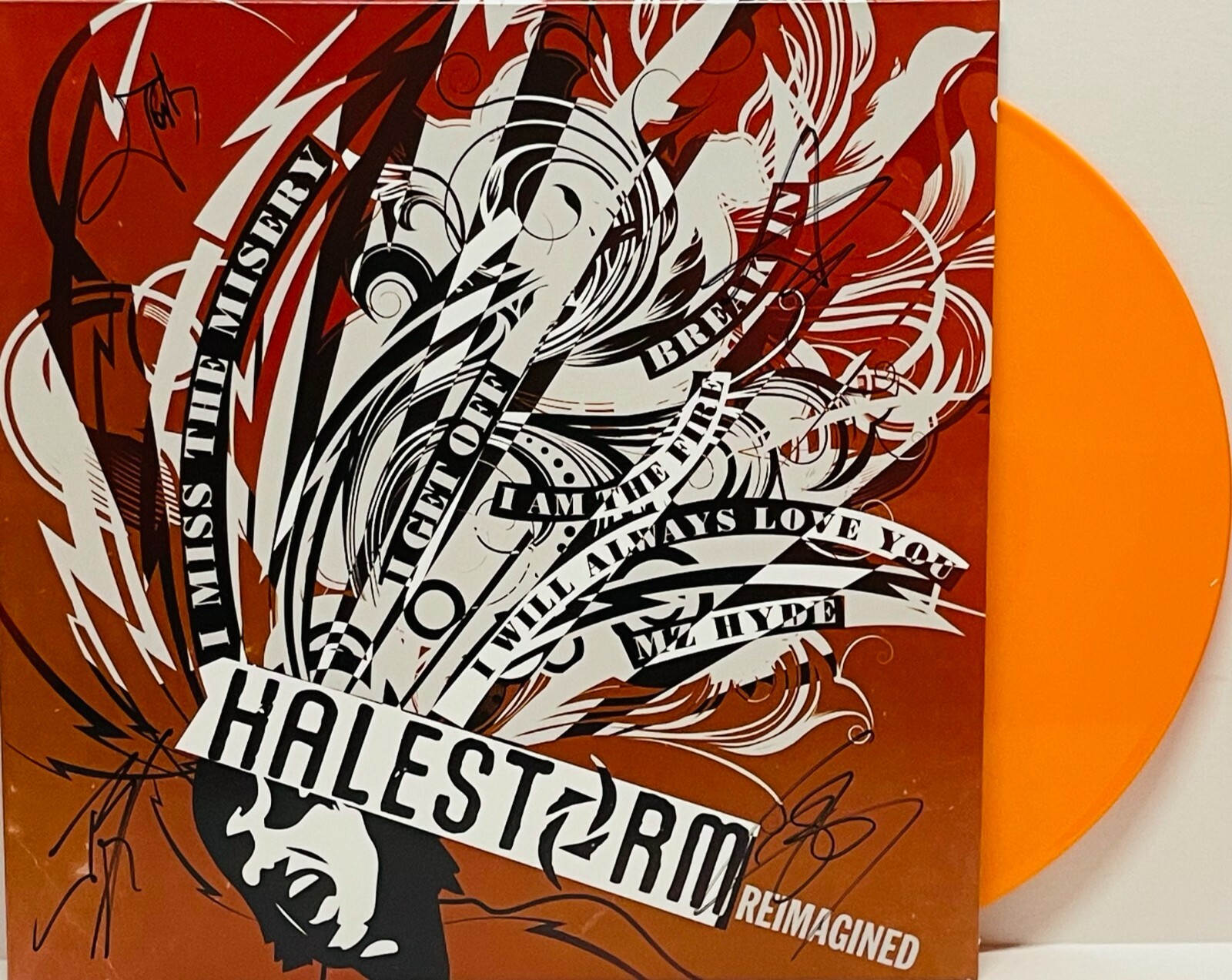 HALESTORM Signed Autograph Record Lizzy Hale+3 Reimagined Orange Vinyl JSA COA
