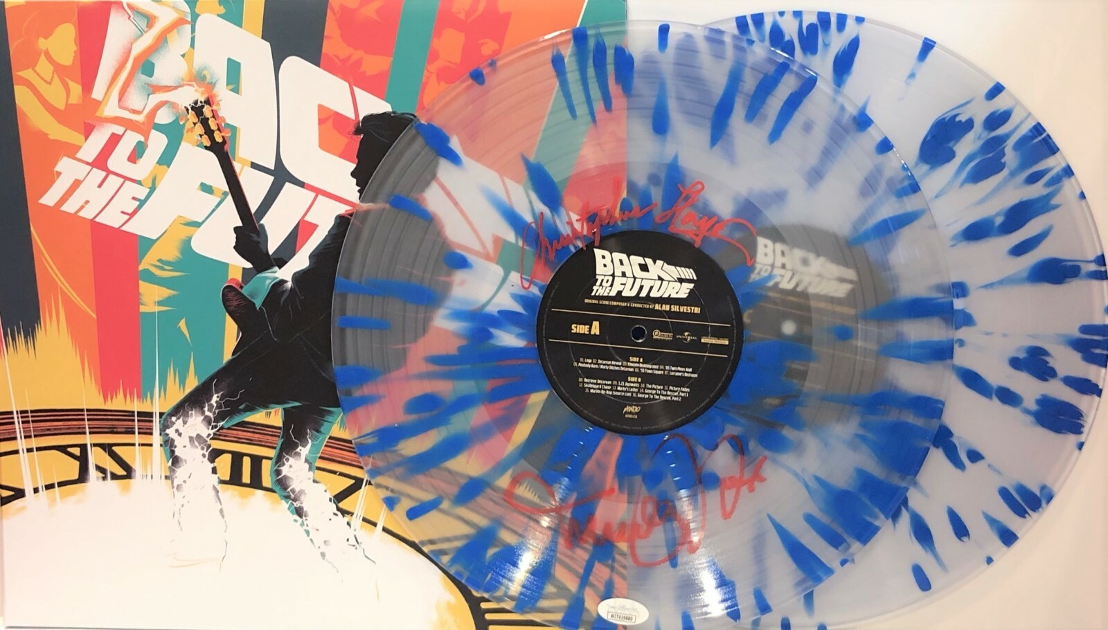 MICHAEL J FOX C. LLOYD Signed on Vinyl Autograph Back To The Future Splatter LP
