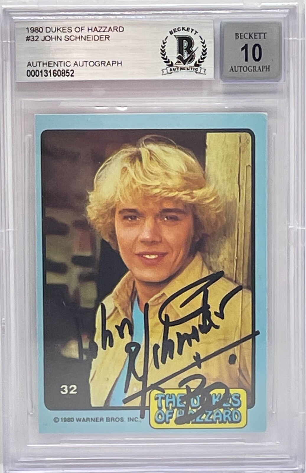 JOHN SCHNEIDER Signed Graded 10 Slabbed #32 Dukes of Hazzard Beckett
