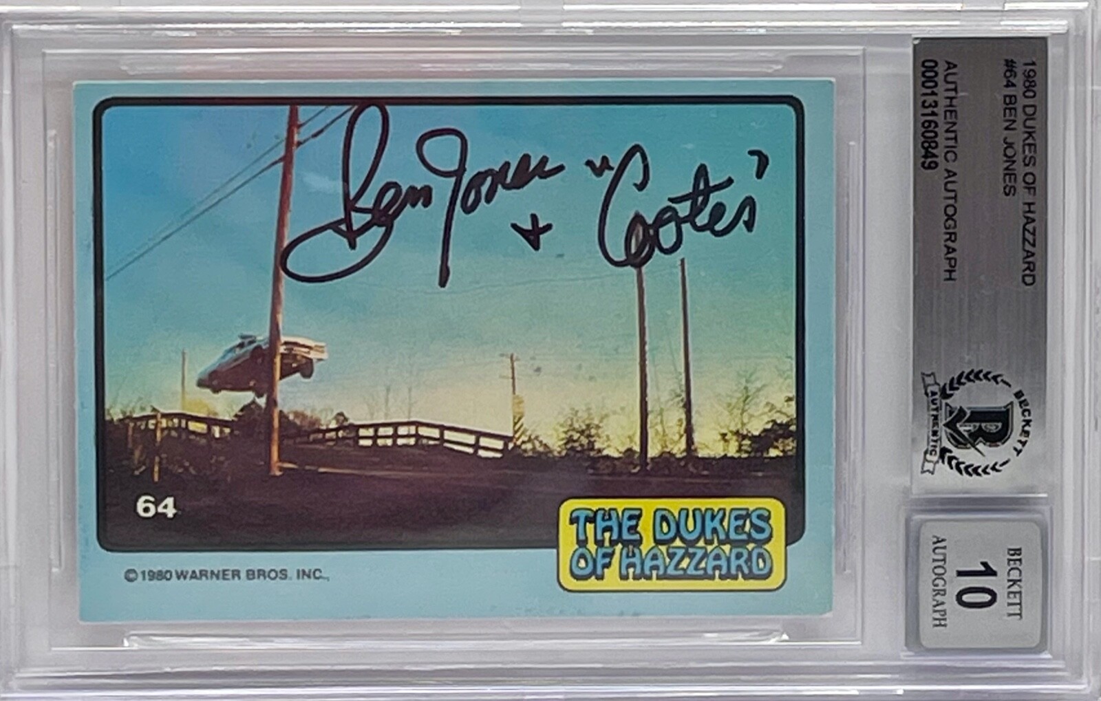 BEN JONES Signed Graded 10 Slabbed Dukes of Hazzard Actor #64 