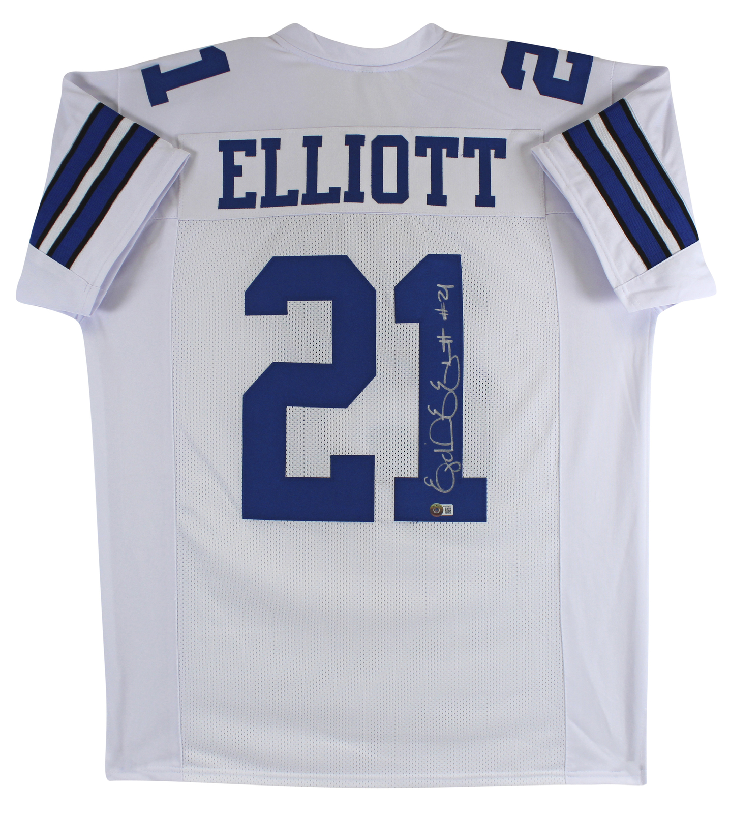 Ezekiel Elliott Authentic Signed White Pro Style Jersey BAS Witnessed
