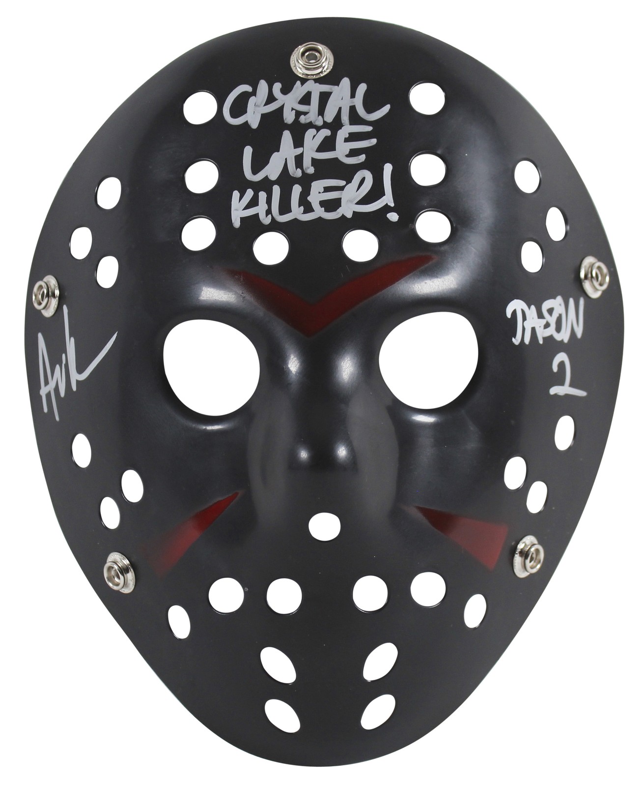 Ari Lehman Friday The 13th Crystal Lake Killer Signed Black Mask Silver Sig BAS
