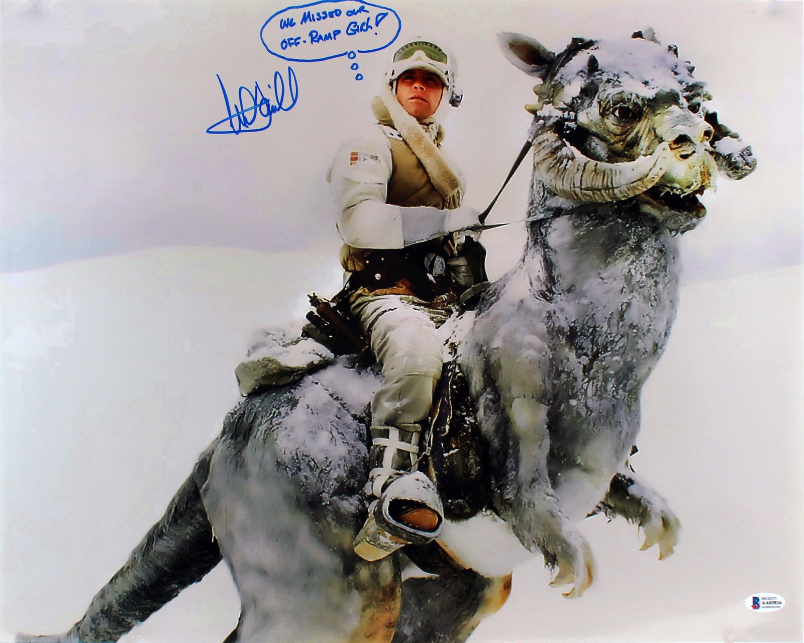 MARK HAMILL STAR WARS “WE MISSED OUR OFF RAMP GRR!” SIGNED 16×20 PHOTO BAS COLLECTIBLE MEMORABILIA