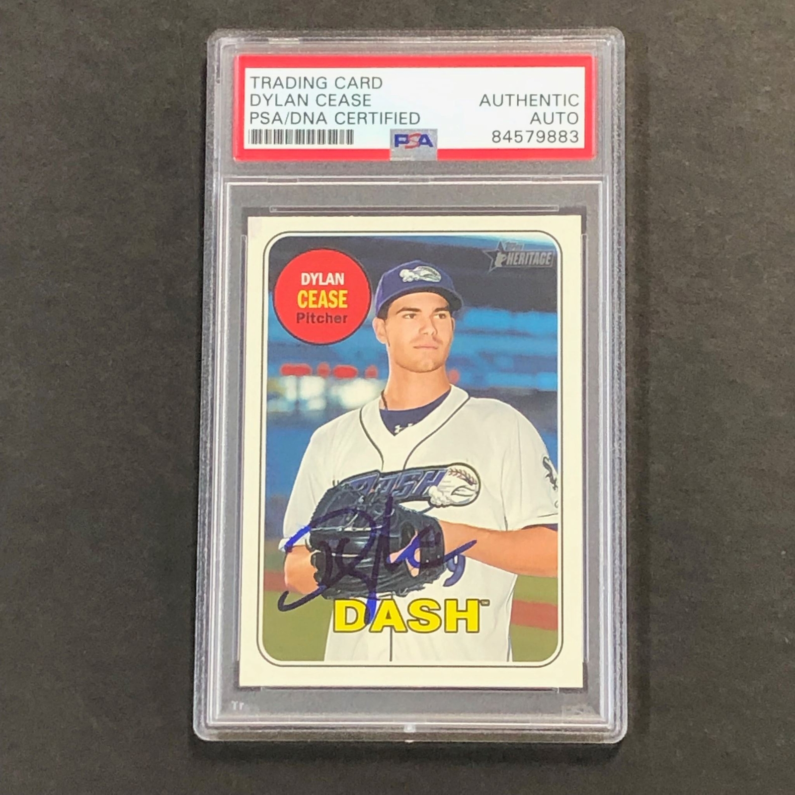 2018 Topps Heritage Minor League #114 Dylan Cease Signed Card PSA Slabbed Auto W