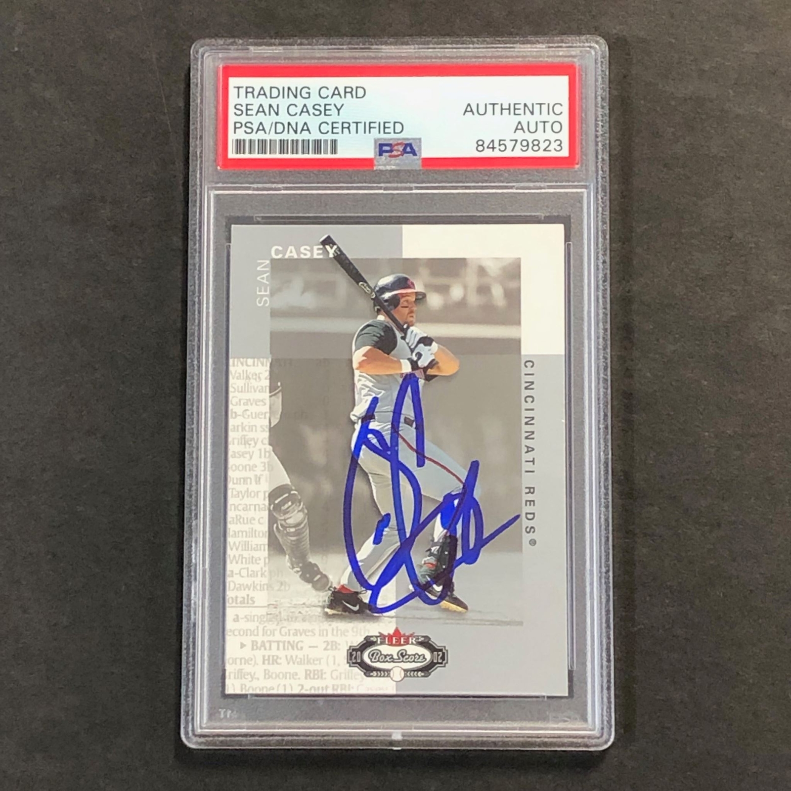 2002 FLEER BOX SCORE #31 SEAN CASEY SIGNED CARD PSA SLABBED AUTO REDS COLLECTIBLE MEMORABILIA