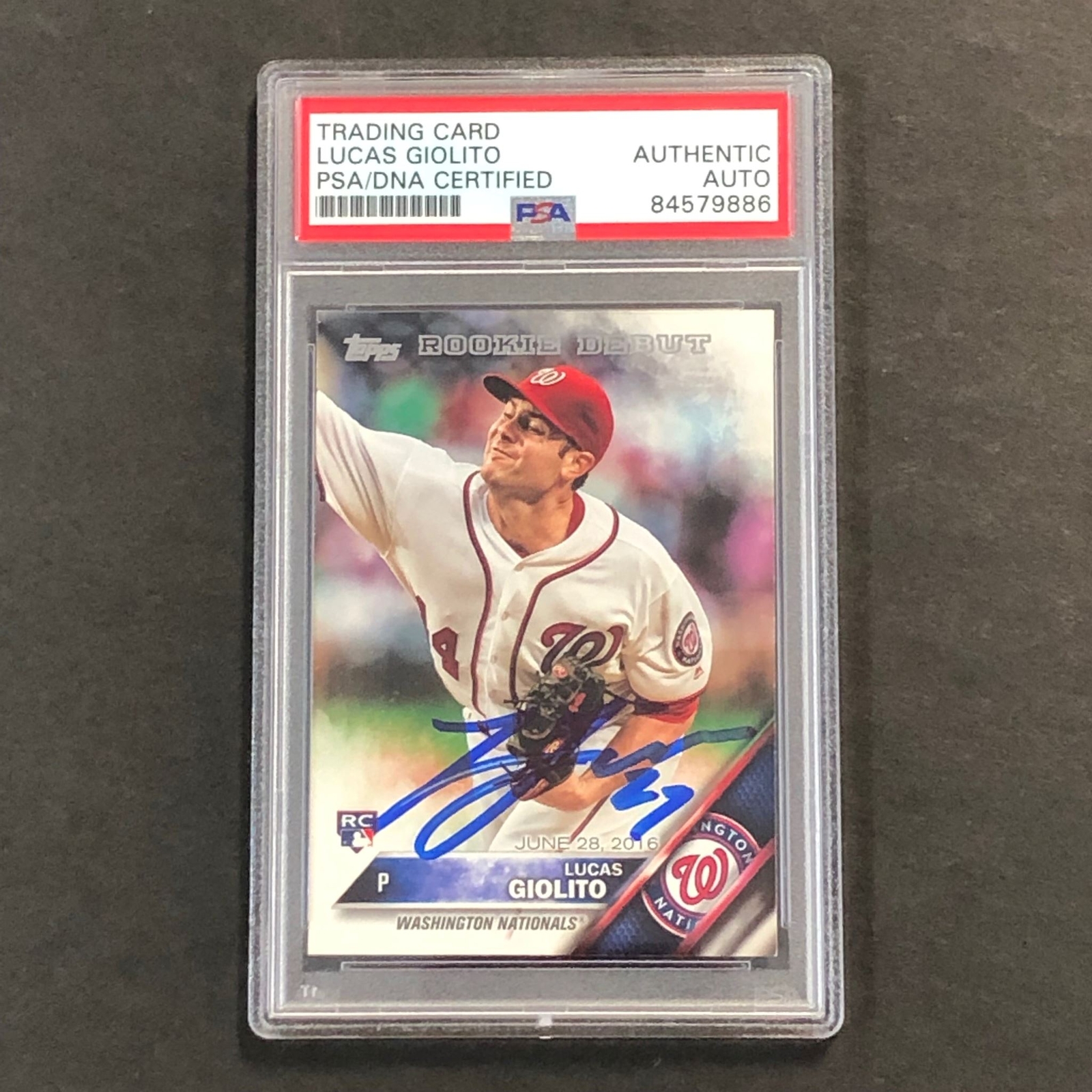 2016 Topps Update #213 Lucas Giolito Signed Rookie Card PSA Slabbed Auto RC Nati
