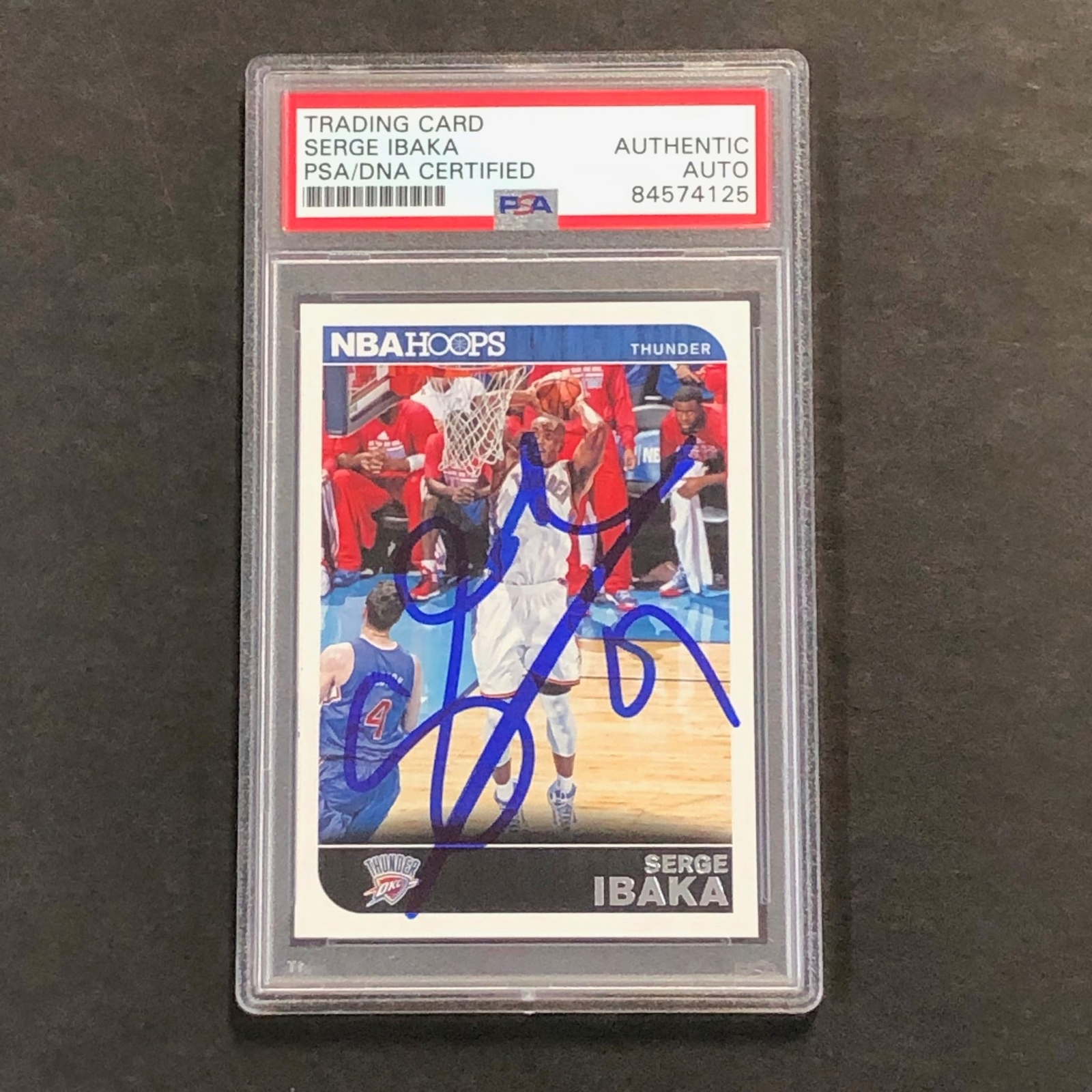 2014-15 NBA Hoops #202 Serge Ibaka Signed Card AUTO PSA Slabbed Thunder