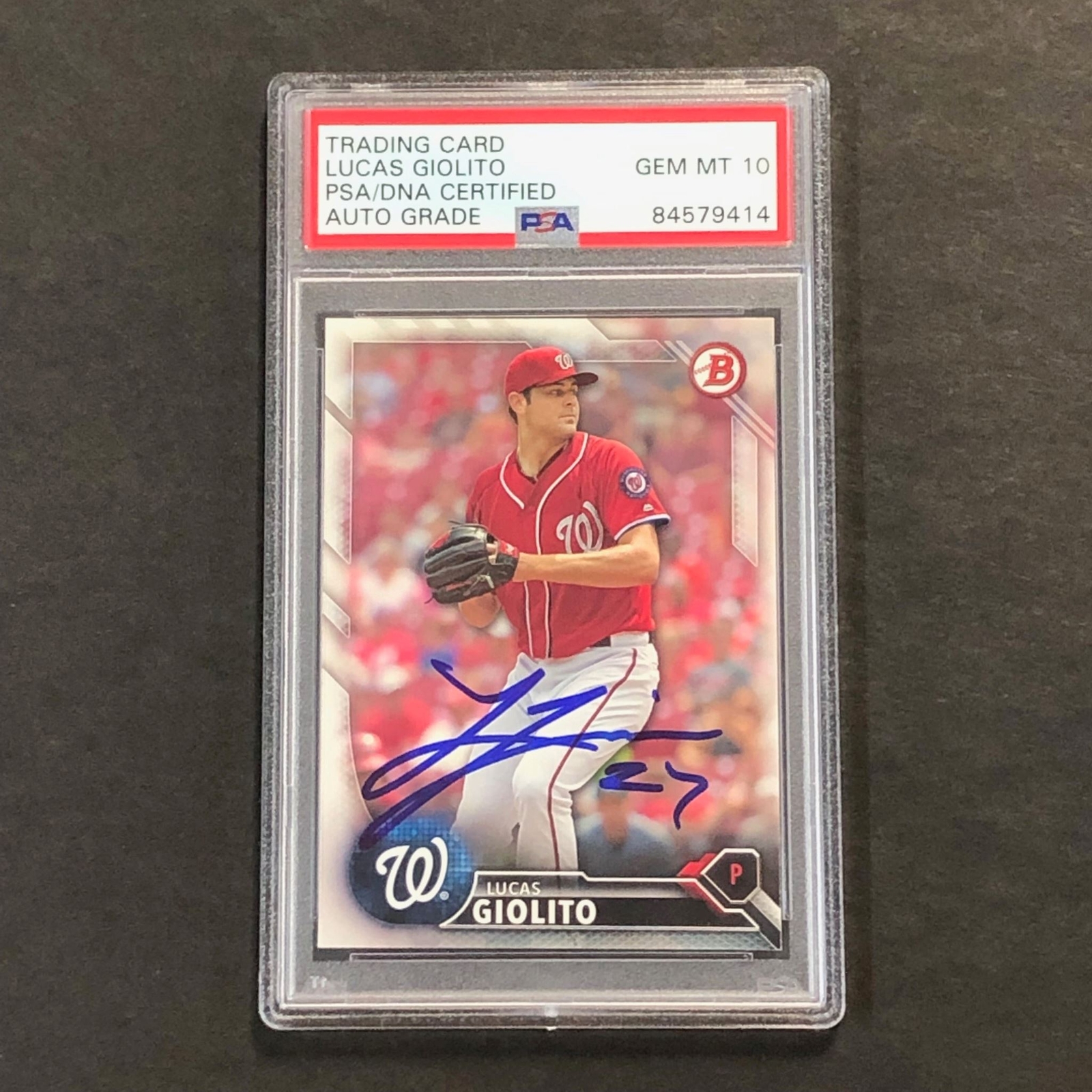 2016 Bowman Prospects #BP150 Lucas Giolito Signed Card PSA Slabbed Auto 10 Natio