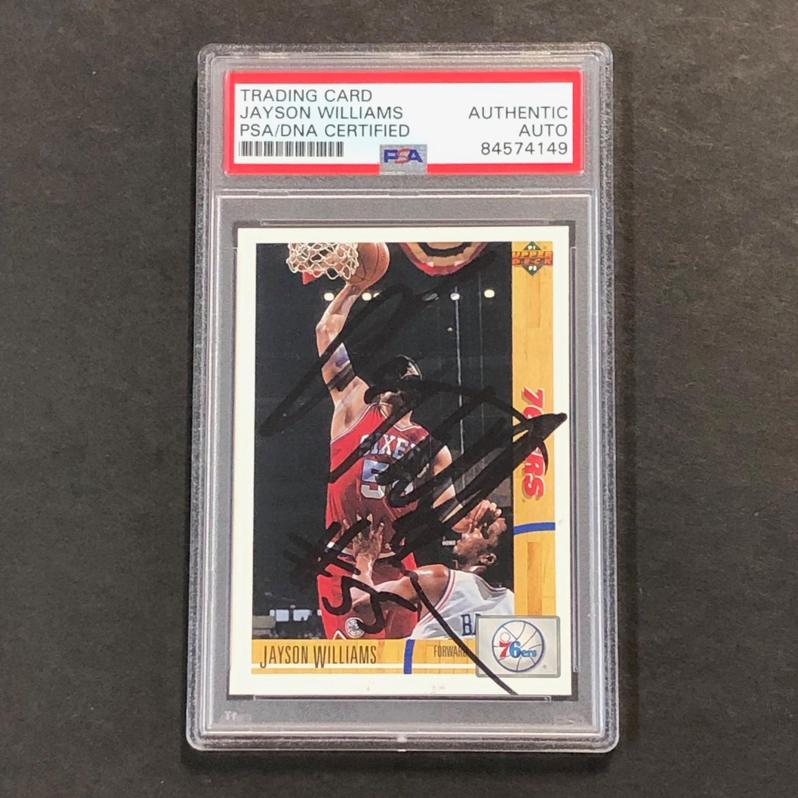 1991-92 UPPER DECK #191 JAYSON WILLIAMS SIGNED CARD AUTO PSA SLABBED 76ERS COLLECTIBLE MEMORABILIA