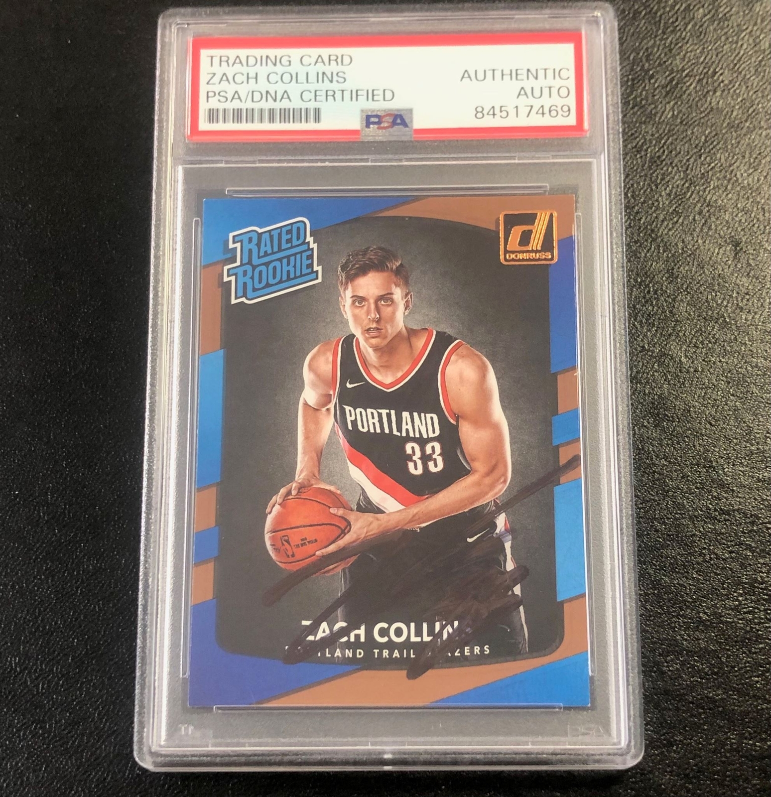 2017-18 Donruss Rated Rookie #191 ZACH COLLINS Signed Card AUT0 PSA Slabbed RC B