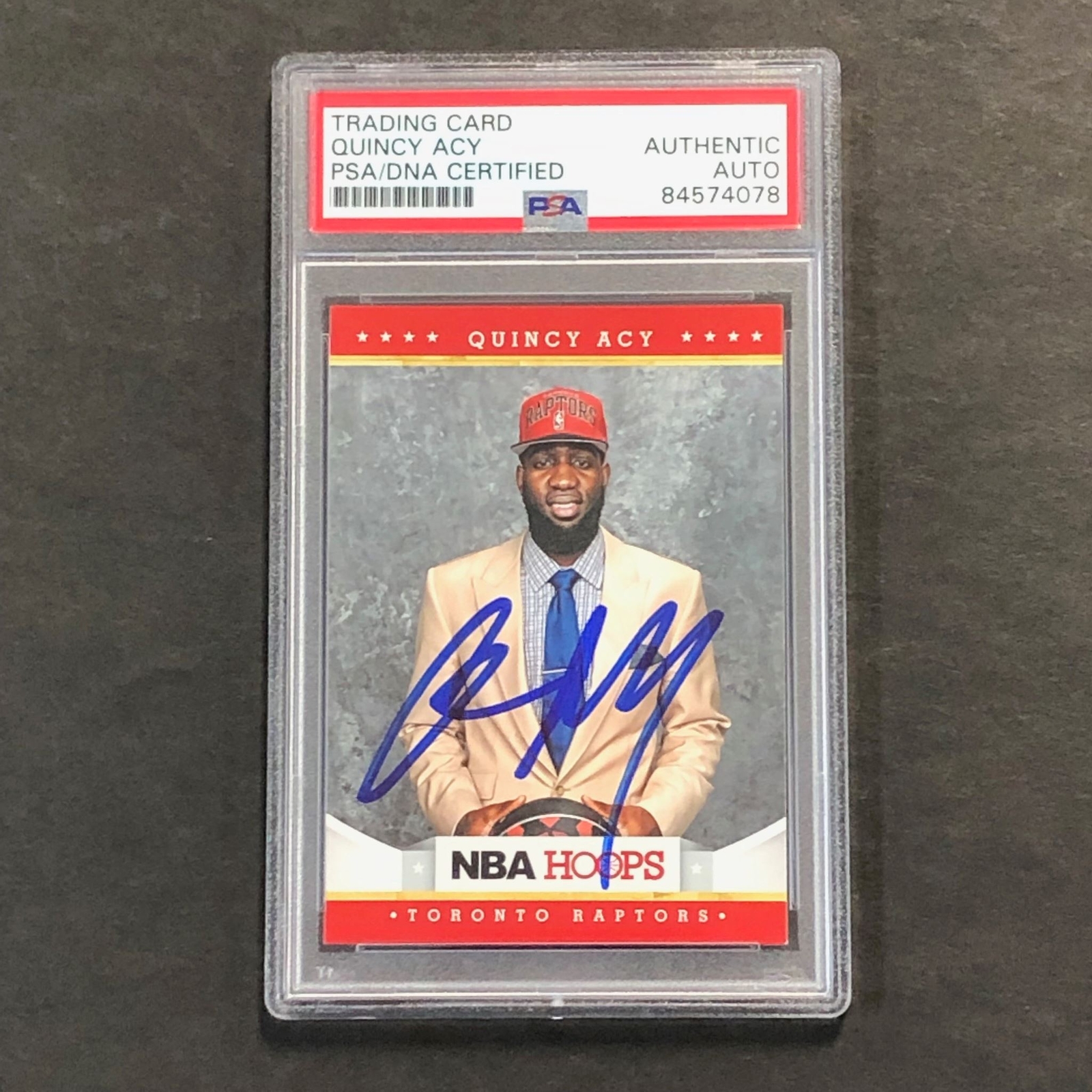 2012-13 NBA Hoops #293 Quincy Acy Signed Card AUTO PSA Slabbed Raptors