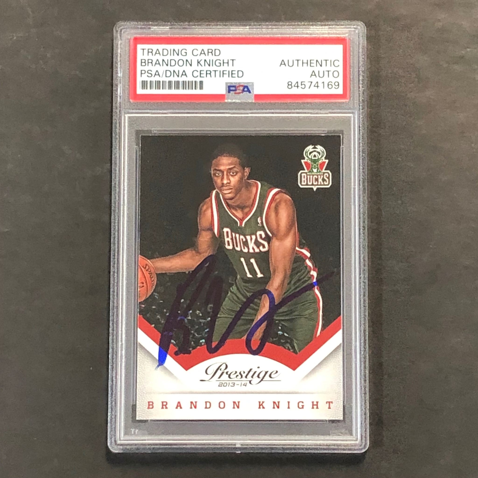 2013-14 Panini Prestige #126 Brandon Knight Signed Card AUTO PSA Slabbed Bucks