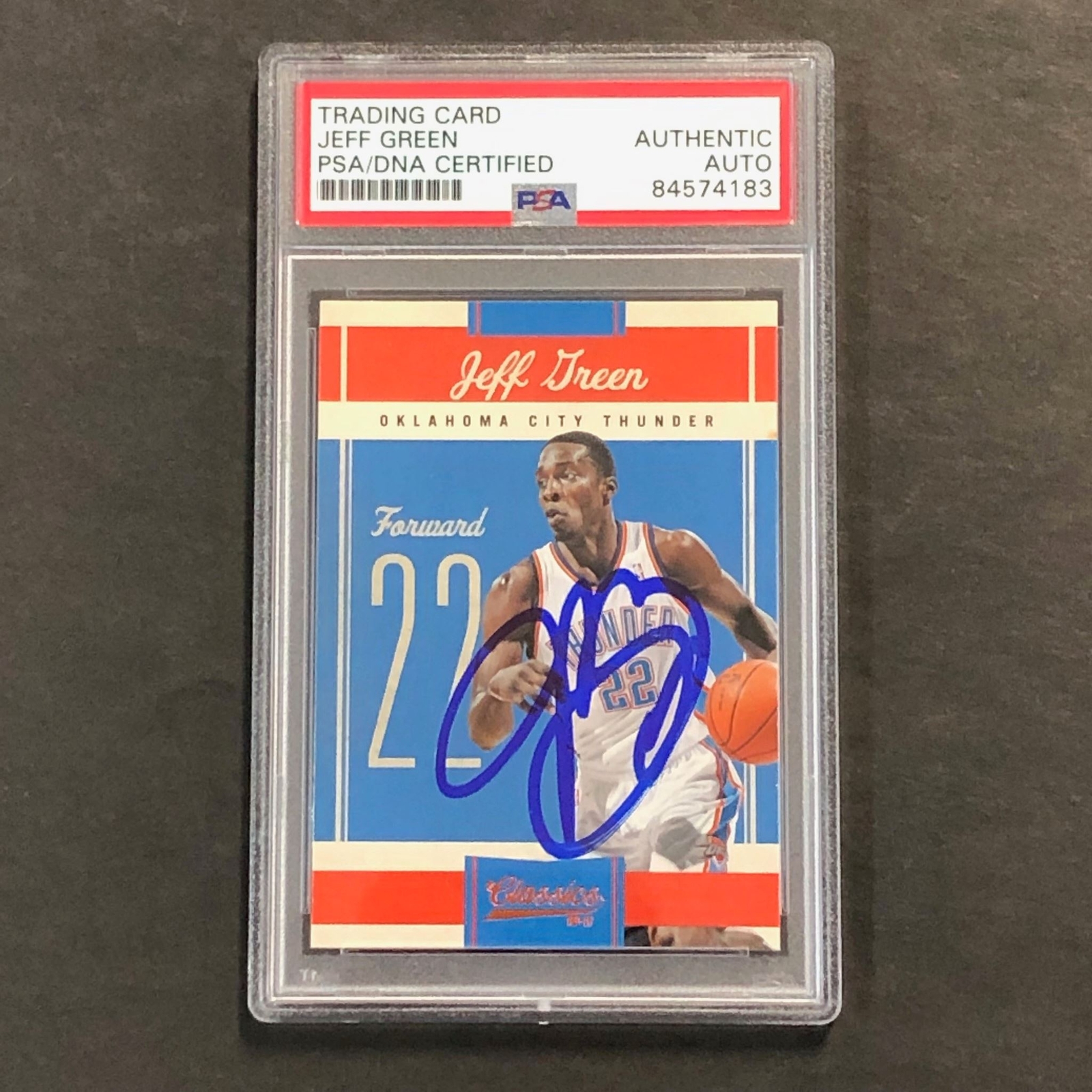 2010-11 Classics Basketball #34 Jeff Green Signed Card AUTO PSA/DNA Slabbed Thun
