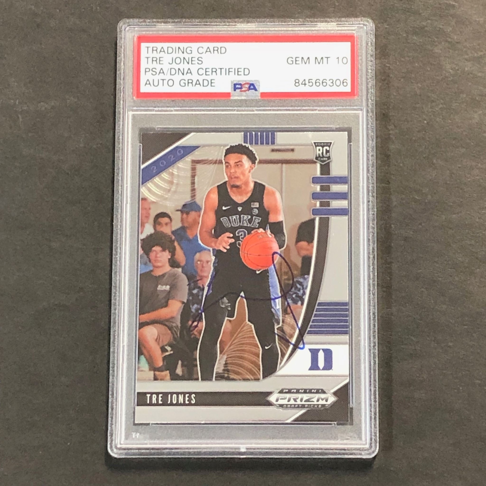 2020-21 Panini Prizm Draft Picks #77 Tre Jones Signed Card AUTO 10 PSA/DNA Slabb