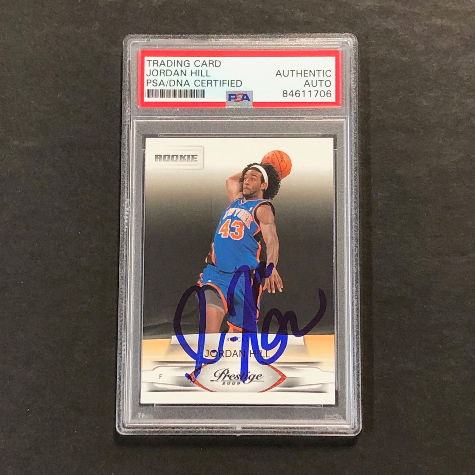2009-10 PANINI PRESTIGE #208 JORDAN HILL SIGNED CARD AUTO PSA SLABBED RC KNICKS COLLECTIBLE MEMORABILIA