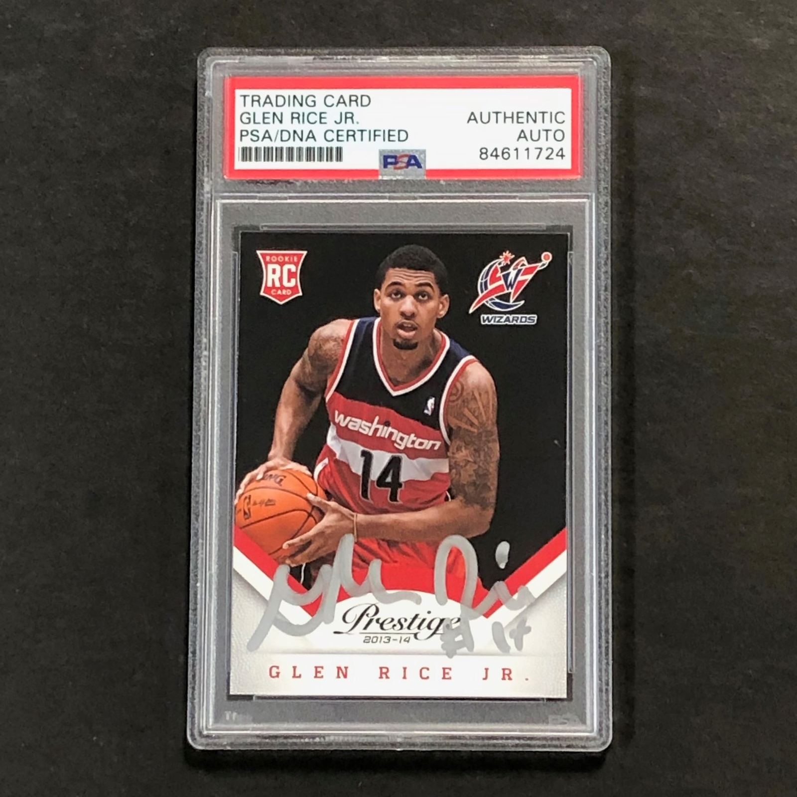 2013-14 Panini Prestige #192 Glen Rice Jr. Signed Card AUTO PSA Slabbed RC Wizar