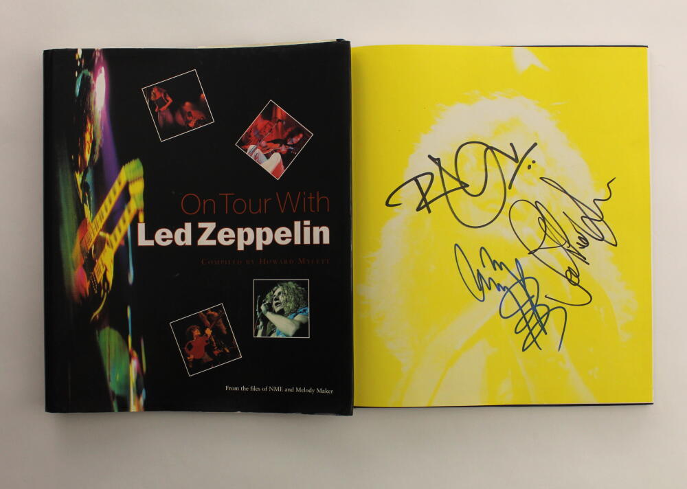 JIMMY PAGE ROBERT PLANT +1 SIGNED AUTOGRAPH ON TOUR WITH LED ZEPPELIN BOOK JSA
