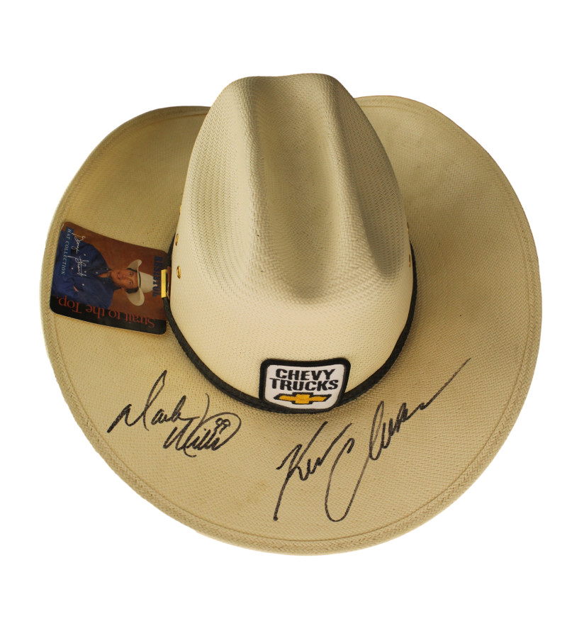 KENNY CHESNEY MARK WILLS SIGNED AUTOGRAPH GEORGE STRAIT SIGNATURE COWBOY HAT JSA