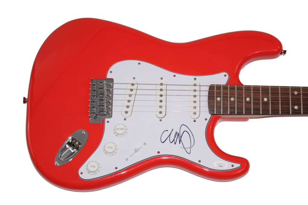 CHRIS MARTIN SIGNED AUTOGRAPH FULL SIZE RED FENDER ELECTRIC GUITAR COLDPLAY JSA
