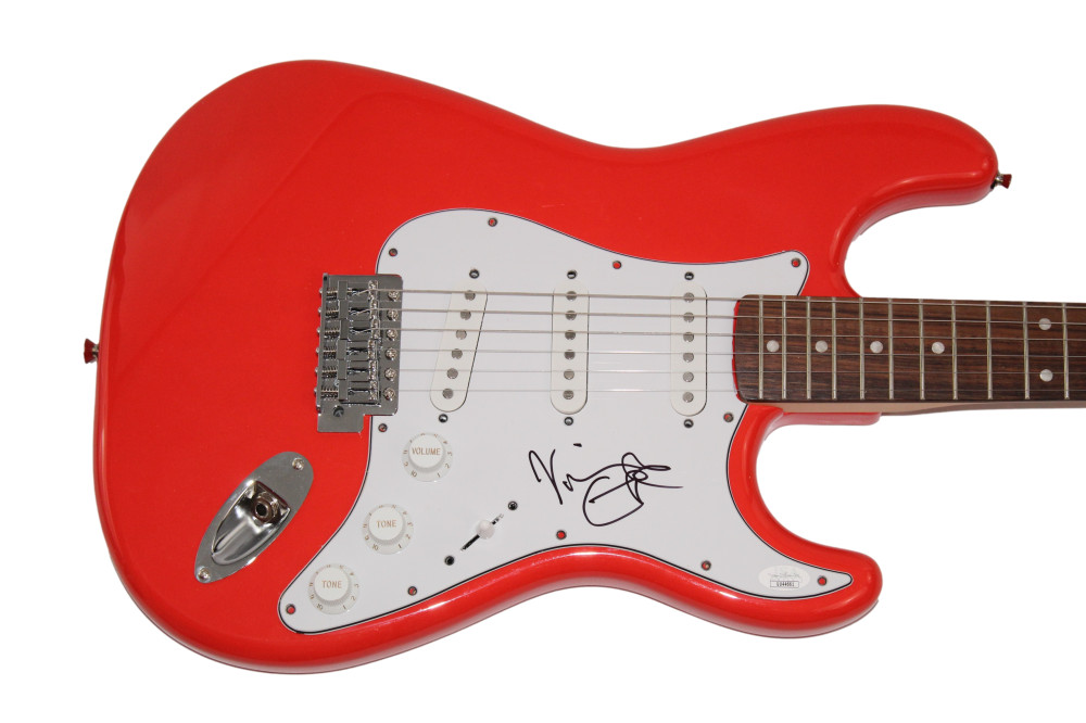 VIVIAN CAMPBELL SIGNED AUTOGRAPH RED FENDER ELECTRIC GUITAR DEF LEPPARD JSA COA