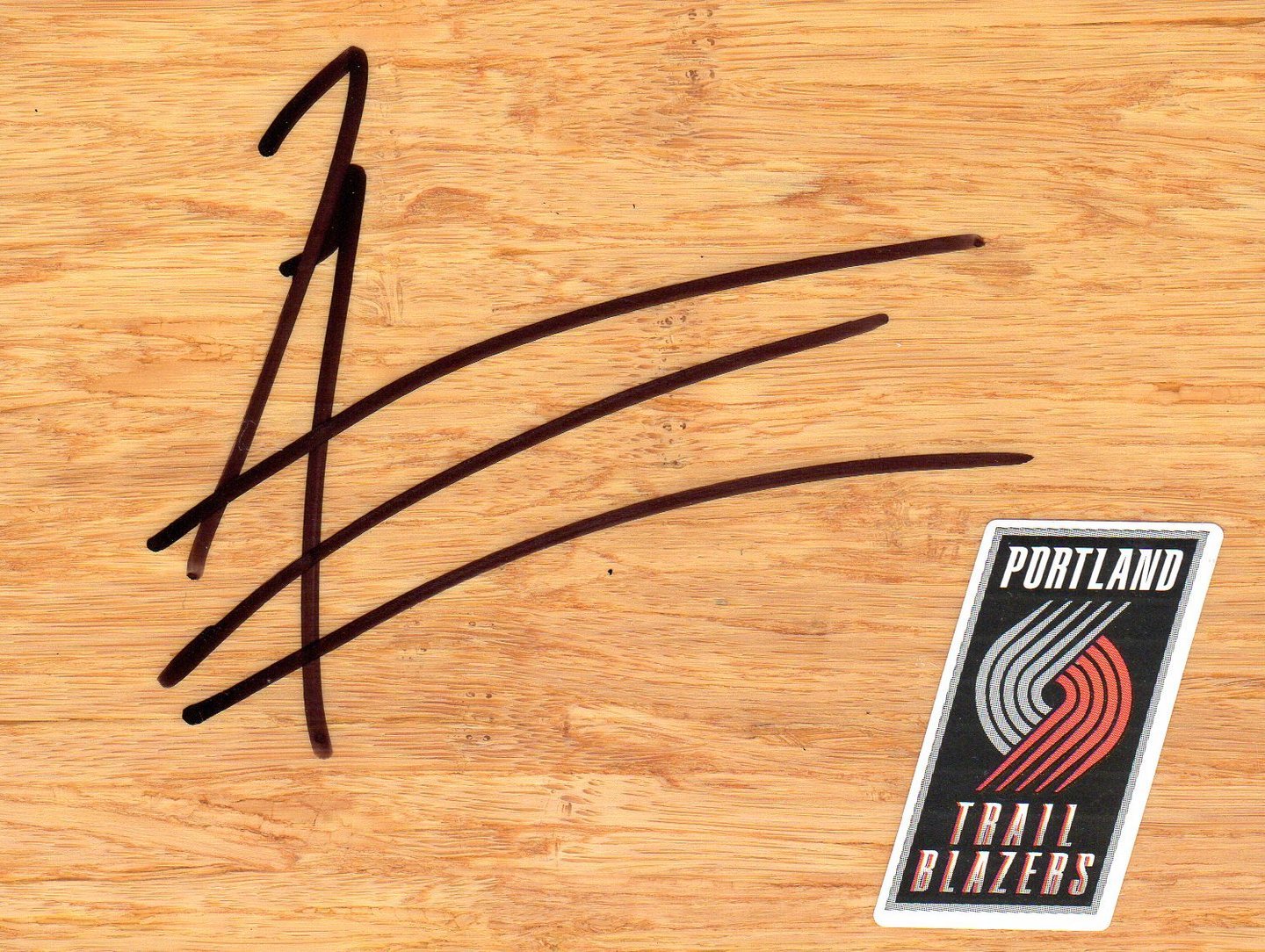 Portland Trail Blazers Robin Lopez Signed FloorBoard COA