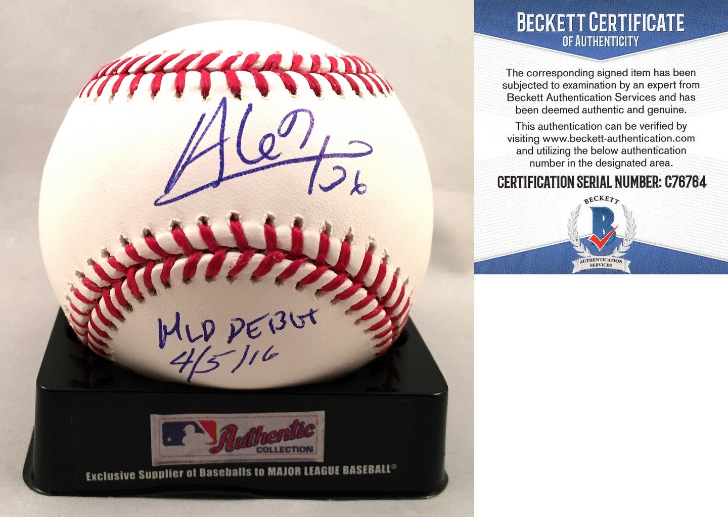 Aledmys Diaz Signed Authentic MLB Baseball St. Louis Cardinals Beckett BAS COA