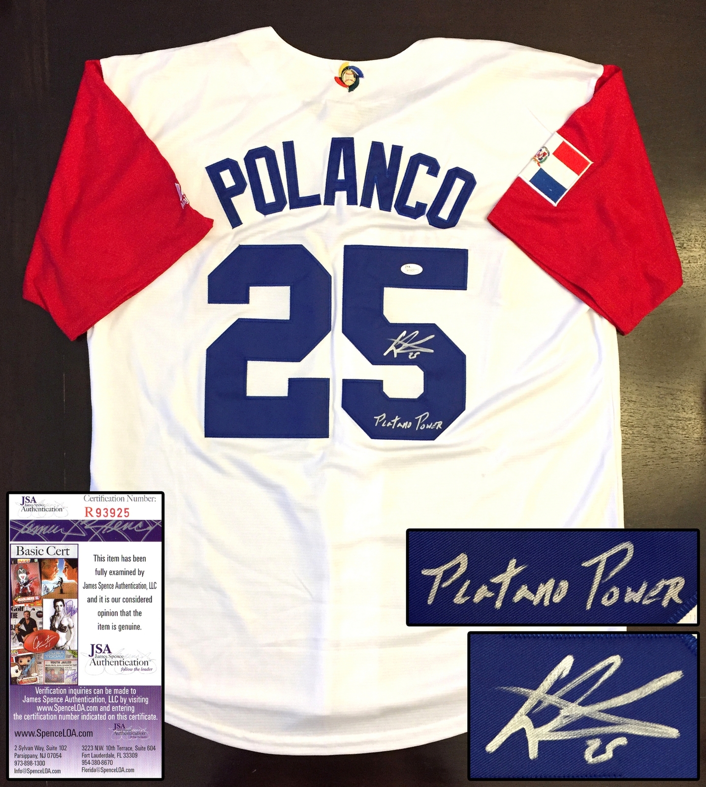 Pittsburgh Pirates Gregory Polanco Signed Jersey WBC Dominican Republic JSA Auth