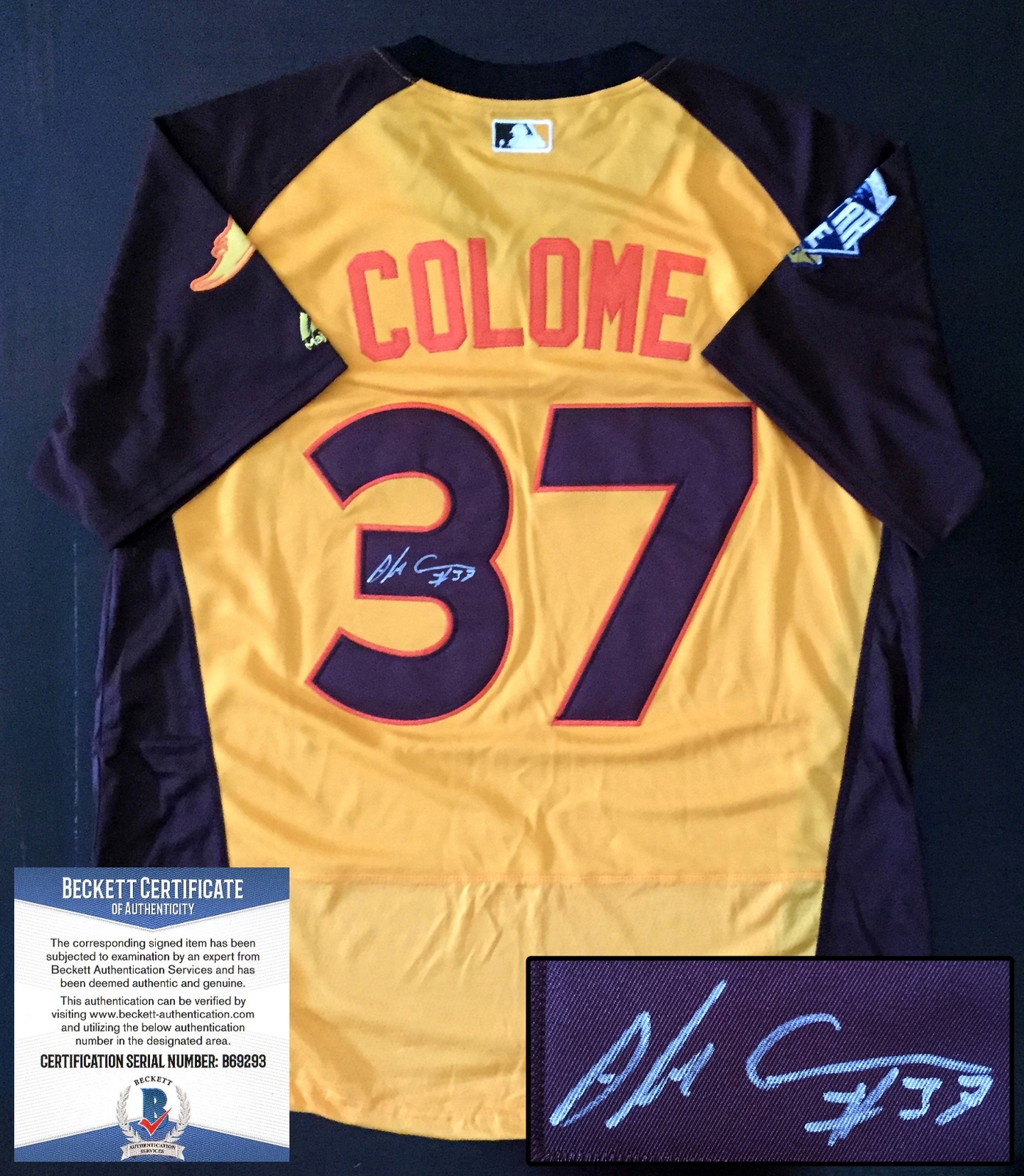 Tampa Bay Rays Alex Colome Signed 2016 All Star Jersey Beckett BAS COA COA