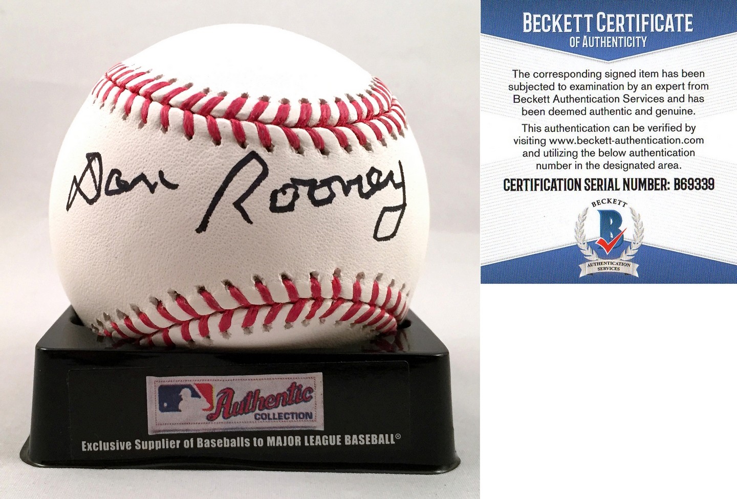Pittsburgh Steelers Dan Rooney Signed Authentic MLB Baseball HOF Owner Beckett B
