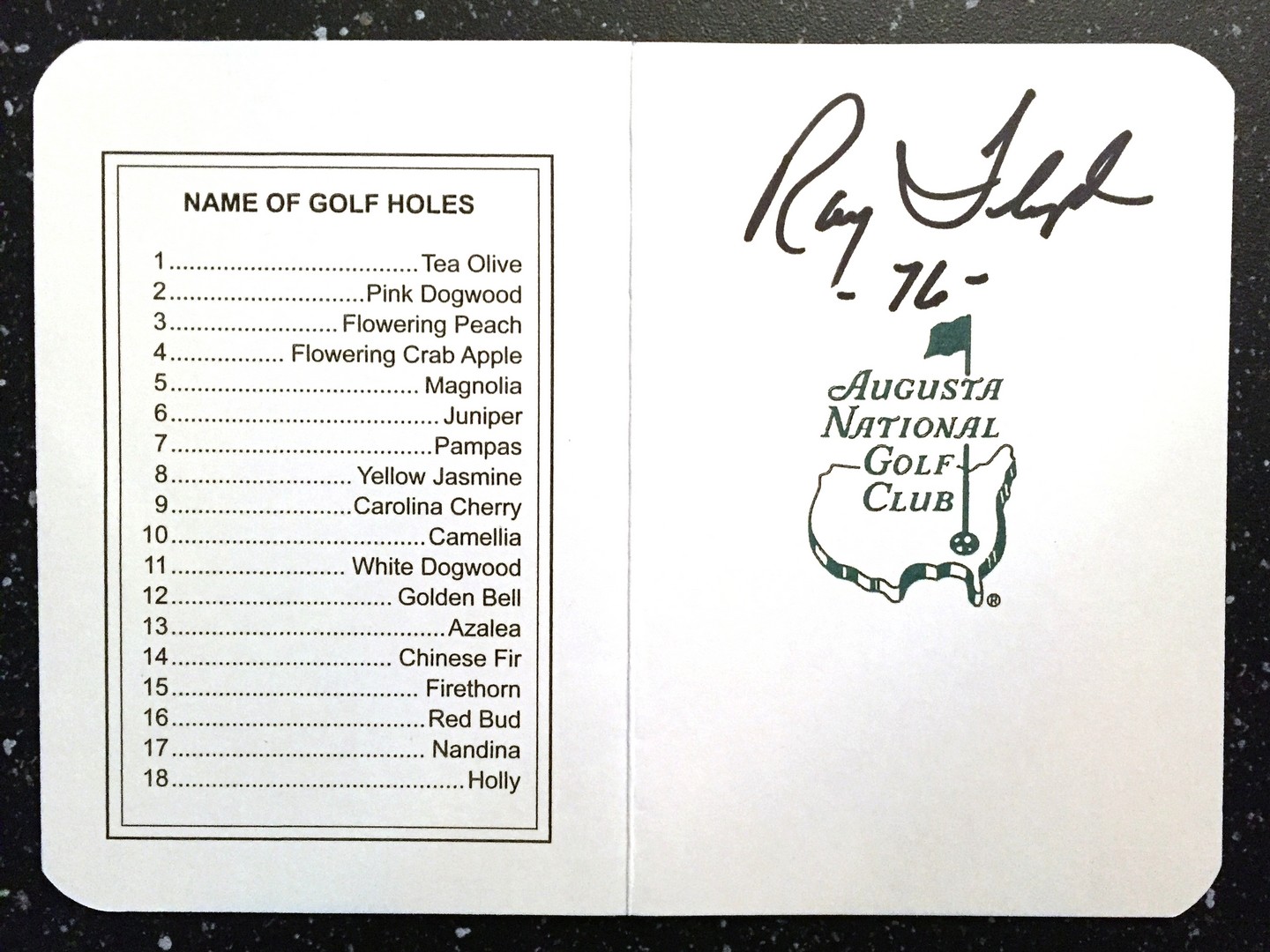 Masters Champion Raymond Floyd Signed Masters Scorecard 2 COA
