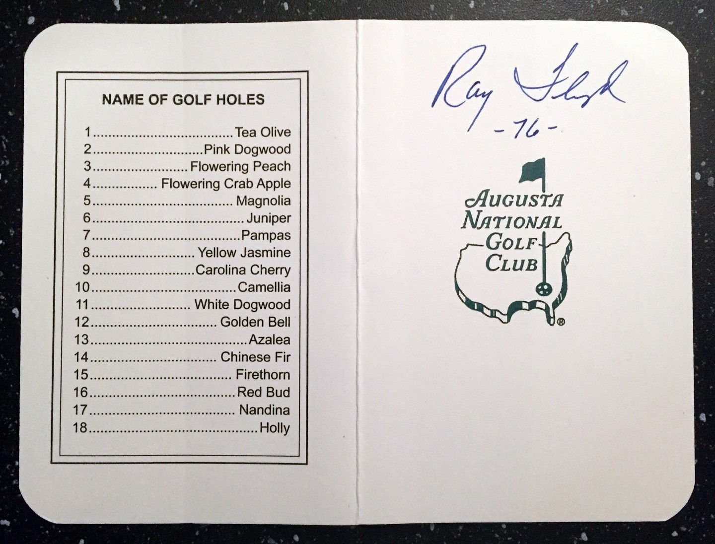 Masters Champion Raymond Floyd Signed Masters Scorecard 5 COA