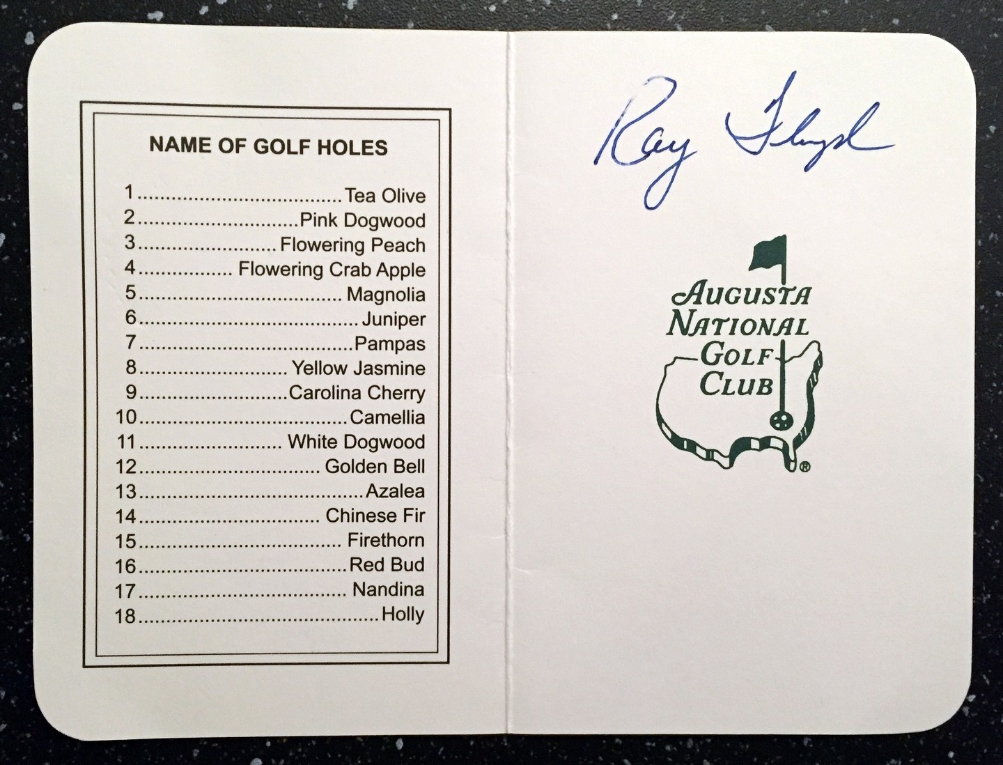 Masters Champion Raymond Floyd Signed Masters Scorecard 6 COA