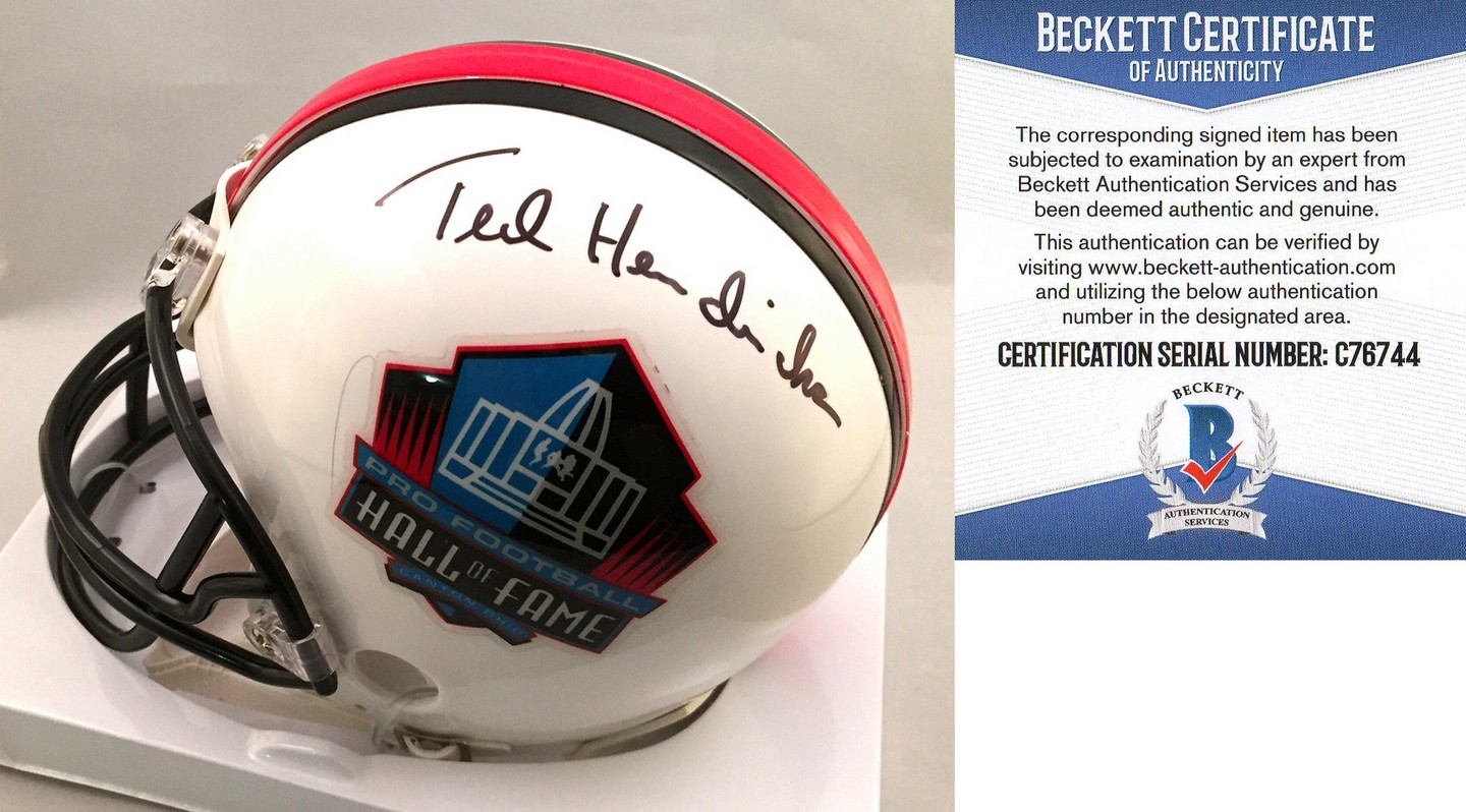 Ted Hendricks Signed Mini Helmet Oakland Raiders HOF Beckett BAS COA
