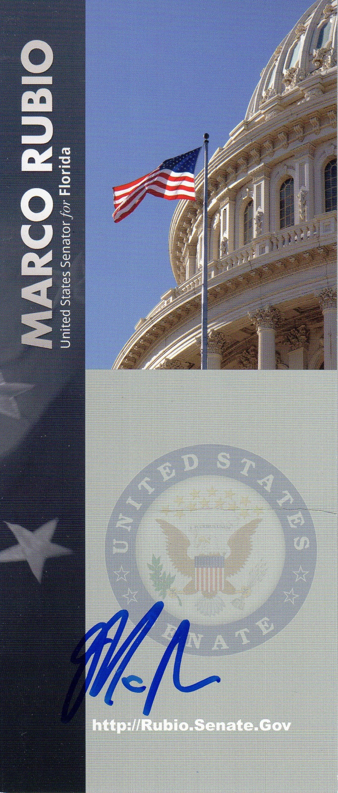 U.S. SENATOR MARCO RUBIO SIGNED PAMPHLET COA COLLECTIBLE MEMORABILIA