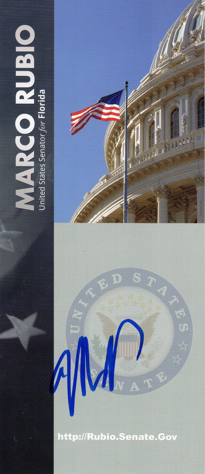 U.S. Senator Marco Rubio Signed Senate Pamphlet COA