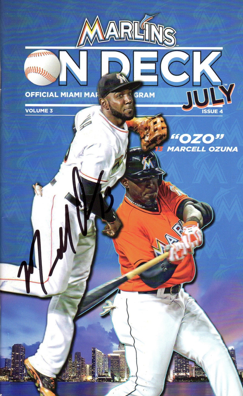 Miami Marlins Marcell Ozuna Signed Game Program COA